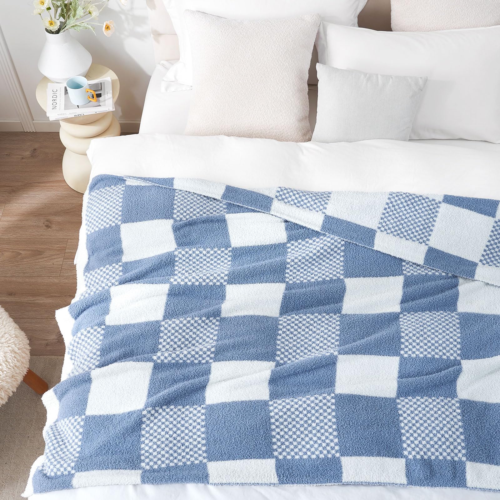 Foto 2 | Manta Snuggle Sac De Microfibra Azul A Cuadros, 150 X 200 Cm - Venta Internacional.