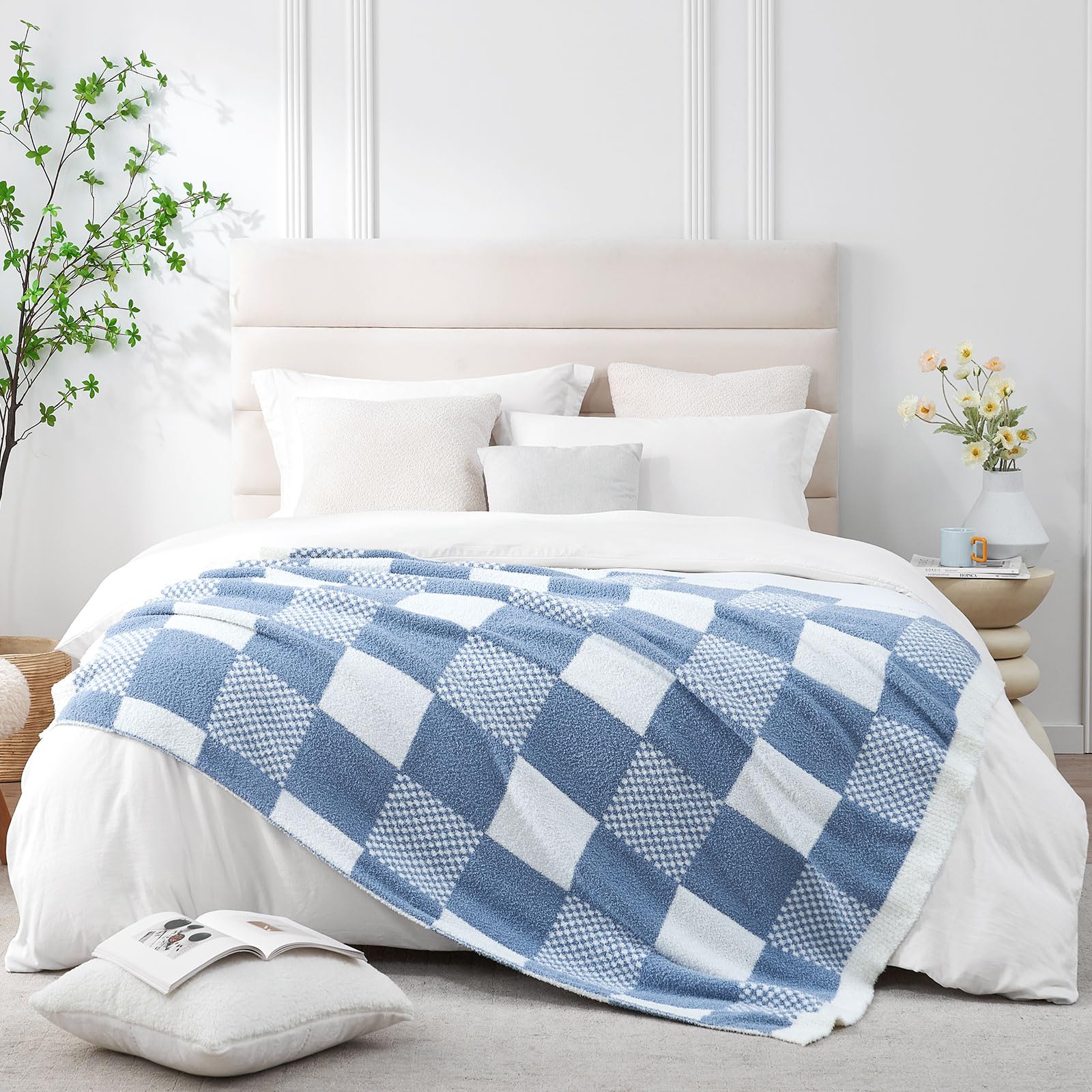 Foto 3 | Manta Snuggle Sac De Microfibra Azul A Cuadros, 150 X 200 Cm - Venta Internacional.