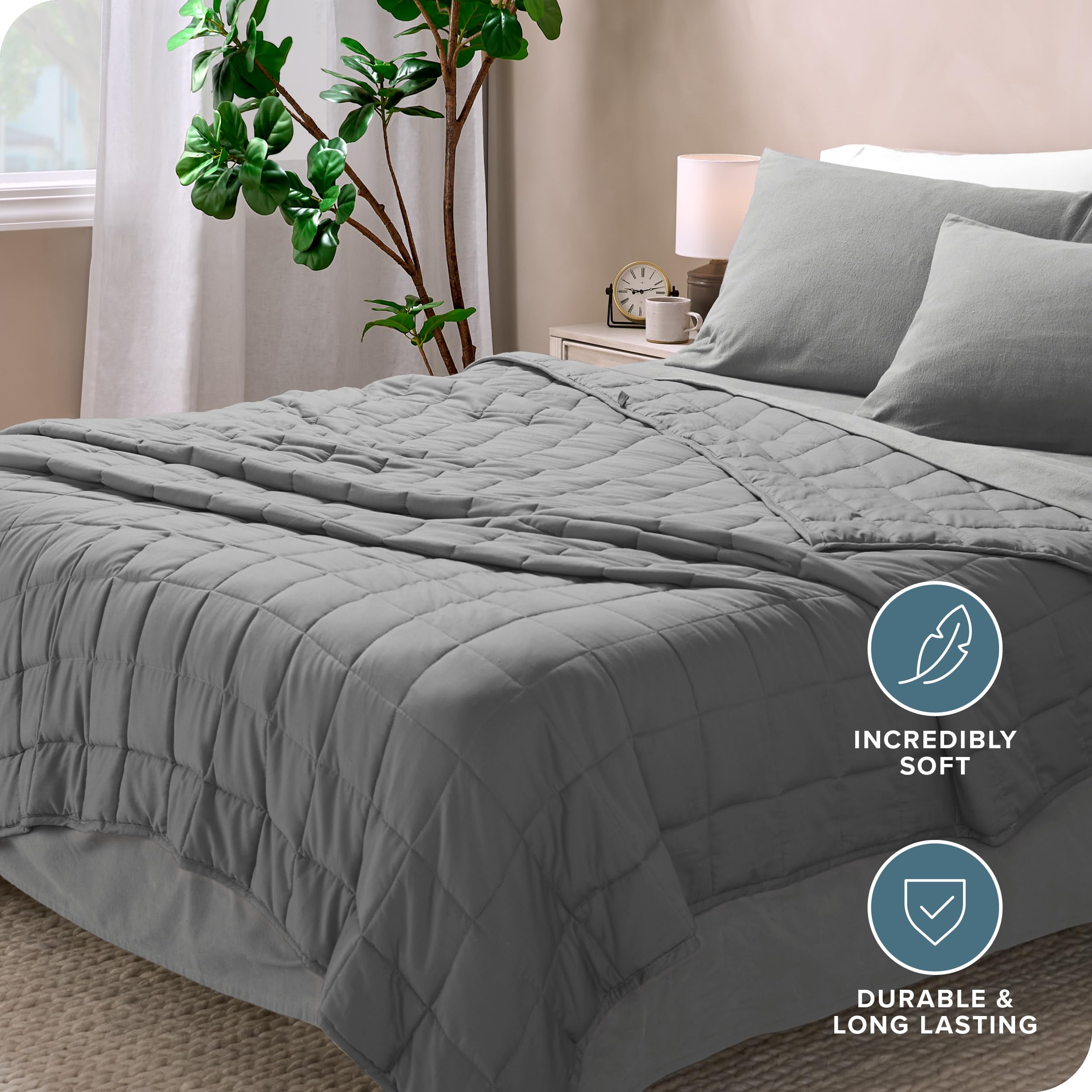 Foto 3 | Manta Pesada Bare Home Gris 100% Algodón  - Venta Internacional