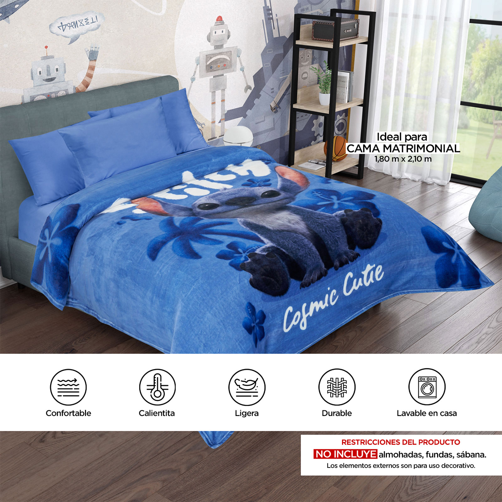Foto 8 | Cobertor Serenity Matrimonial Stitch Cosmic