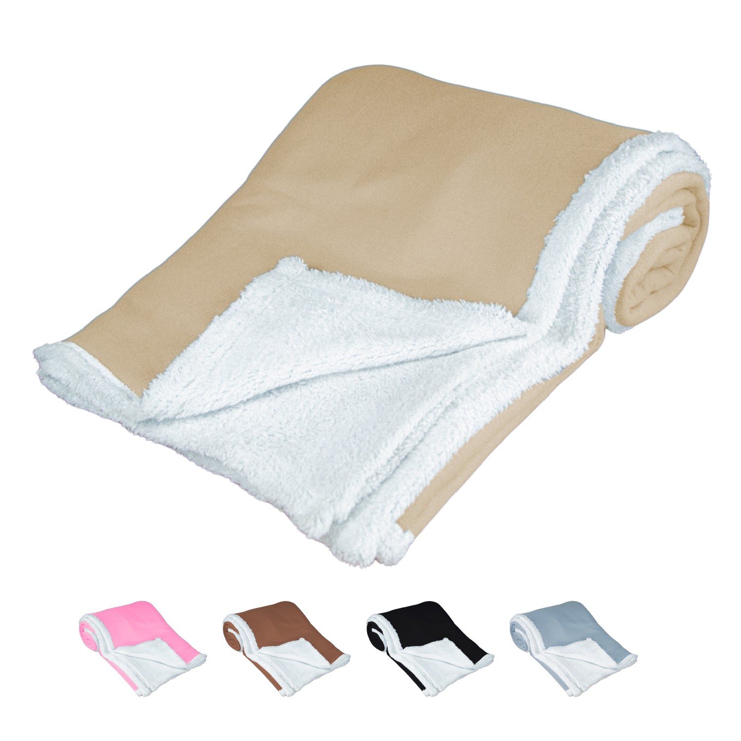 Cobija Polar Individual Frazada Suave Calientita Con Sherpa Beige