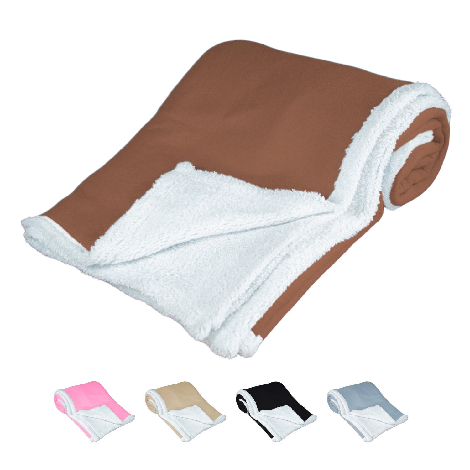 Cobija Polar Individual Frazada Suave Calientita Con Sherpa Café