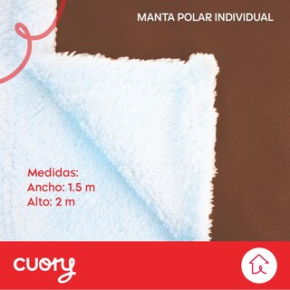 Foto 2 | Cobija Polar Individual Frazada Suave Calientita Con Sherpa Café