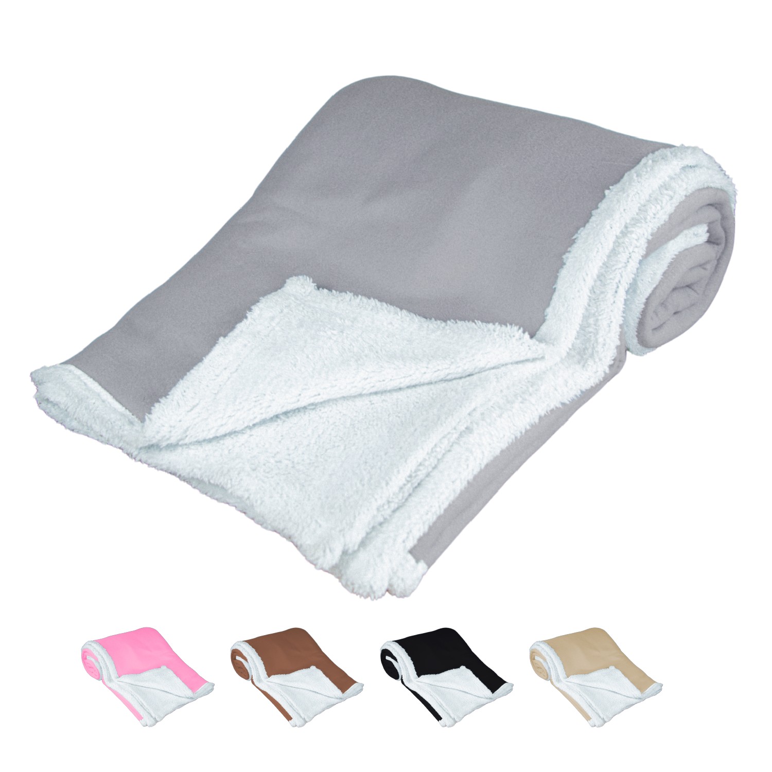 Cobija Polar Individual Frazada Suave Calientita Con Sherpa Gris