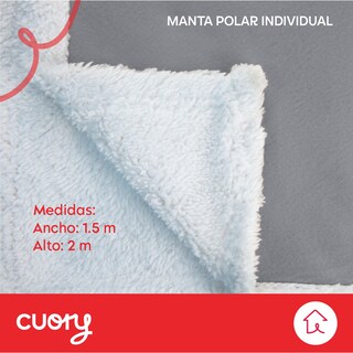 Foto 2 | Cobija Polar Individual Frazada Suave Calientita Con Sherpa Gris
