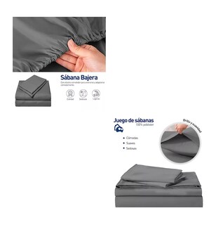 Foto 2 | Juego De Sabanas Individuales 100% Poliéster Microfibra 3 Pz Color Gris Obscuro