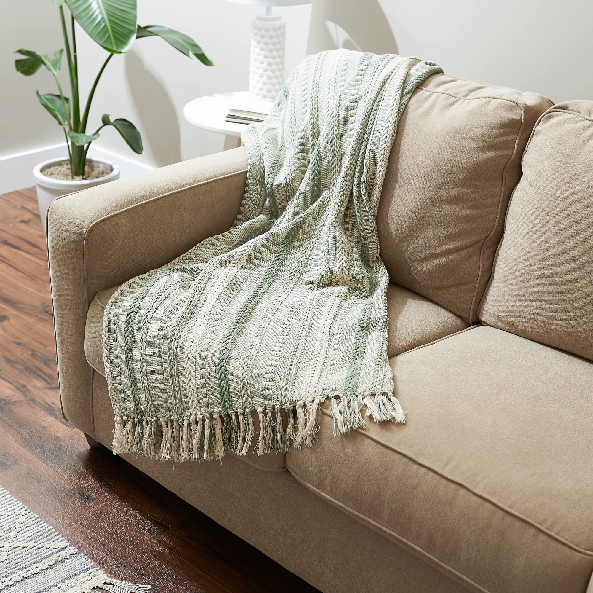 Foto 4 | Manta Dii Con Diseño De Alcachofa Trenzada A Rayas, 100% Algodón, 50 X 60 - Venta Internacional.