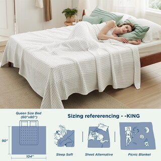 Foto 5 | Manta Bedsure De Algodón Refrescante Con Forma De Gofre, Tamaño King, Color Verde Bosque - Venta Internacional.
