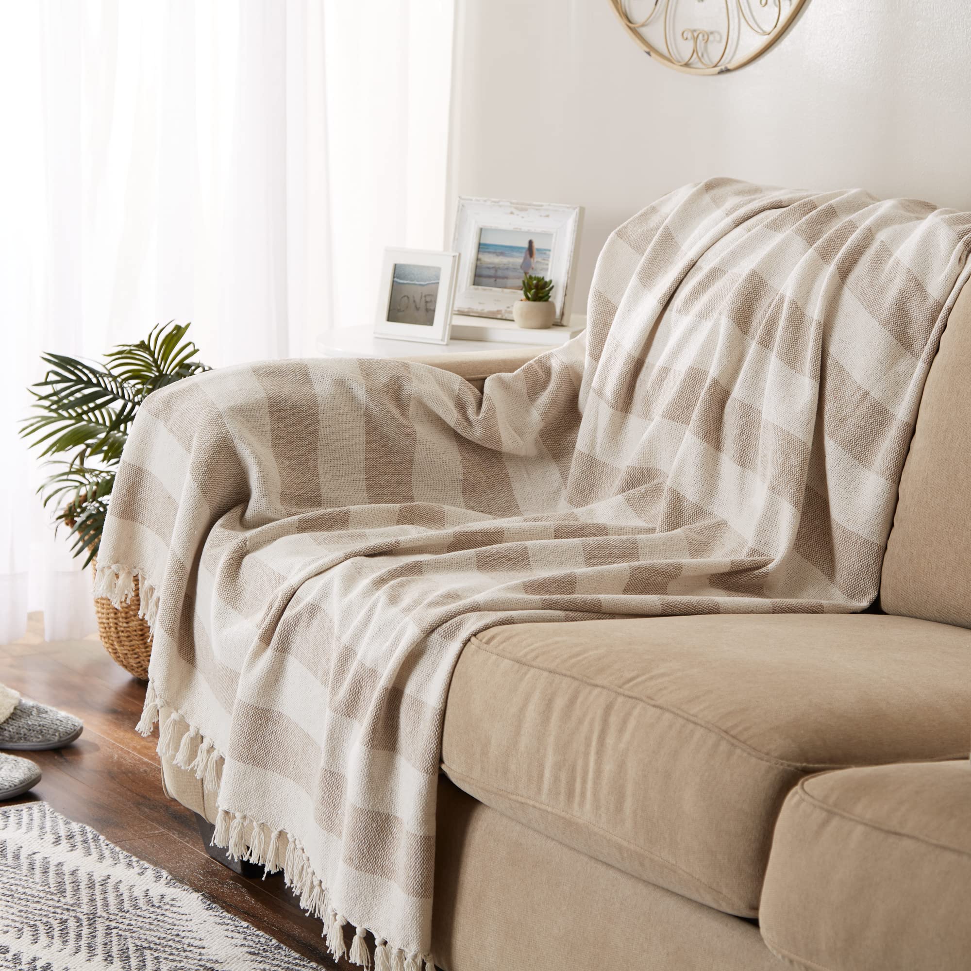 Foto 5 pulgar | Manta Dii Rustic Farmhouse De Algodón Con Diseño De Cabaña A Rayas - Venta Internacional.