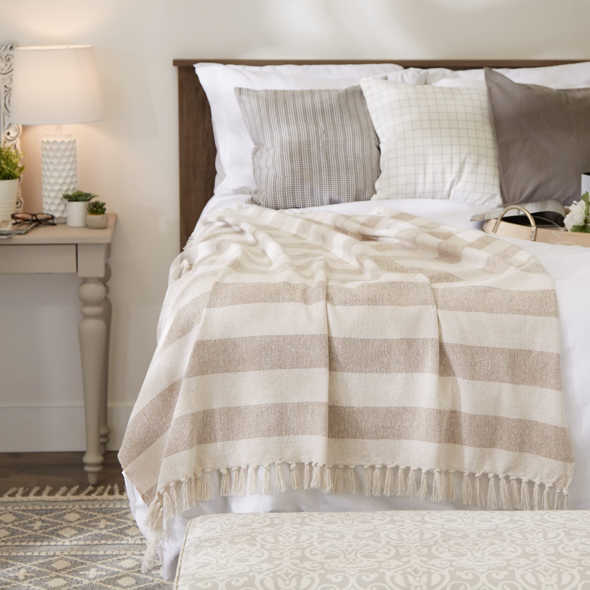 Foto 5 | Manta Dii Rustic Farmhouse De Algodón Con Diseño De Cabaña A Rayas - Venta Internacional.