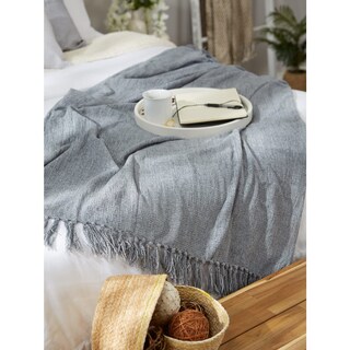 Foto 5 | Manta Dii Con Flecos De Chenilla, Tela Vaquera Suave, Gris, 50 X 60 Pulgadas - Venta Internacional.