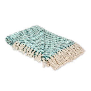 Foto 1 | Manta Dii Chevron De Algodón Tejida A Mano, 50 X 60 Cm, Color Verde Azulado - Venta Internacional.