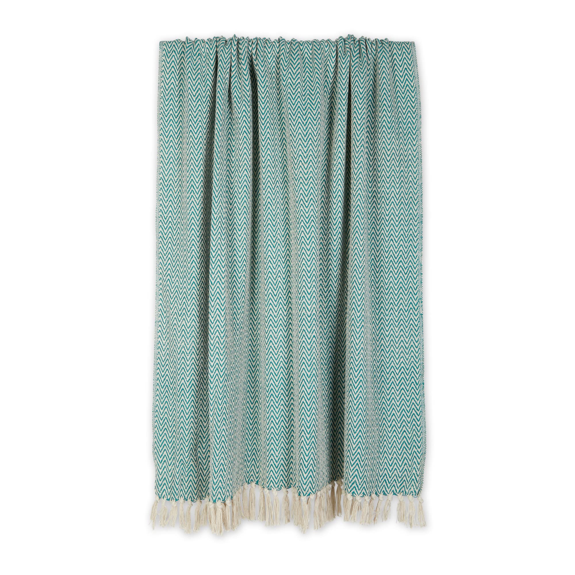 Foto 2 | Manta Dii Chevron De Algodón Tejida A Mano, 50 X 60 Cm, Color Verde Azulado - Venta Internacional.
