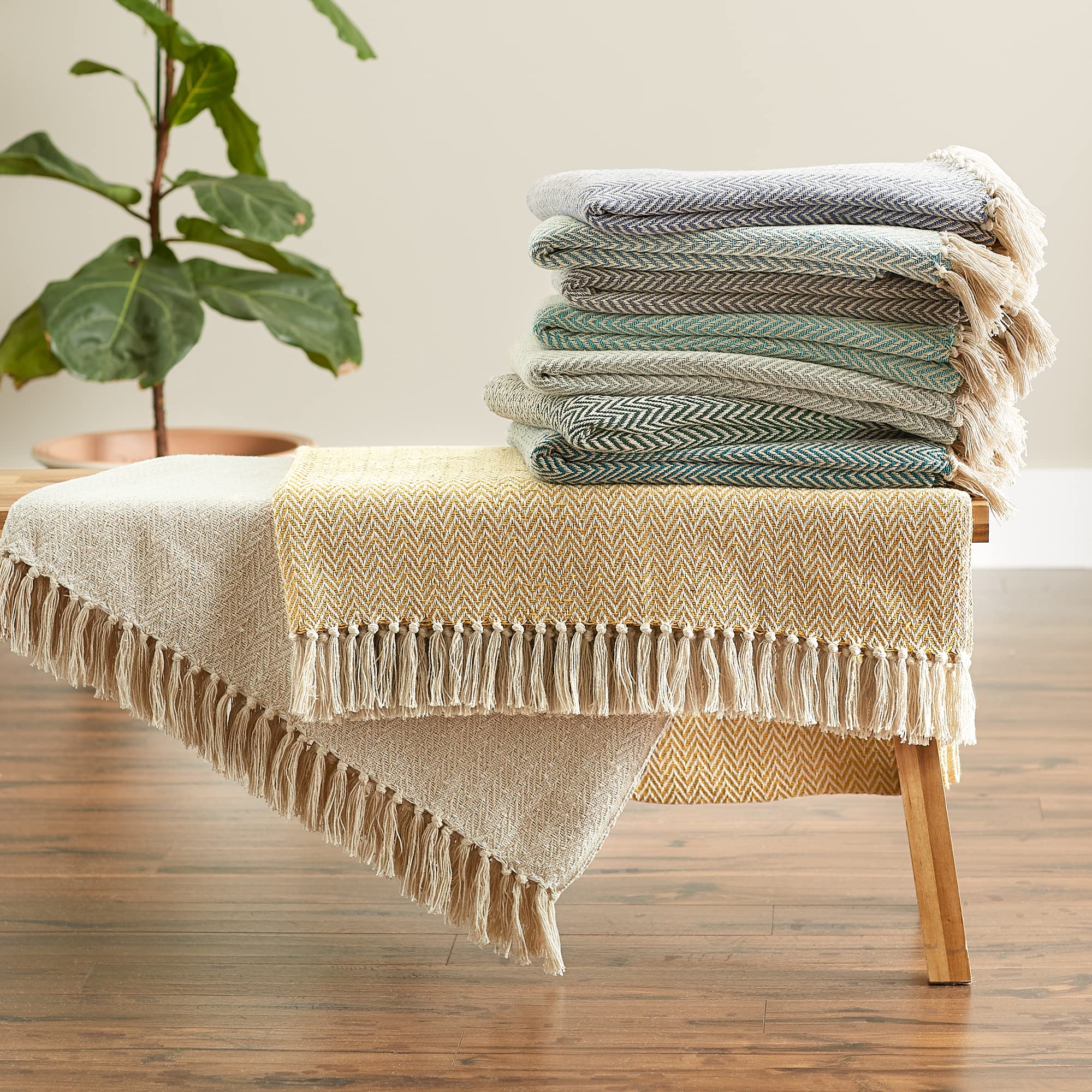 Foto 6 | Manta Dii Chevron De Algodón Tejida A Mano, 50 X 60 Cm, Color Verde Azulado - Venta Internacional.