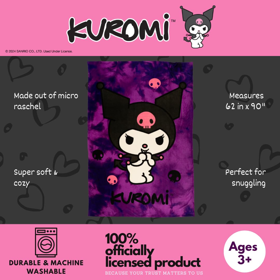 Foto 3 pulgar | Manta Franco Collectibles Kuromi Super Soft 160 X 230 Cm - Venta Internacional.