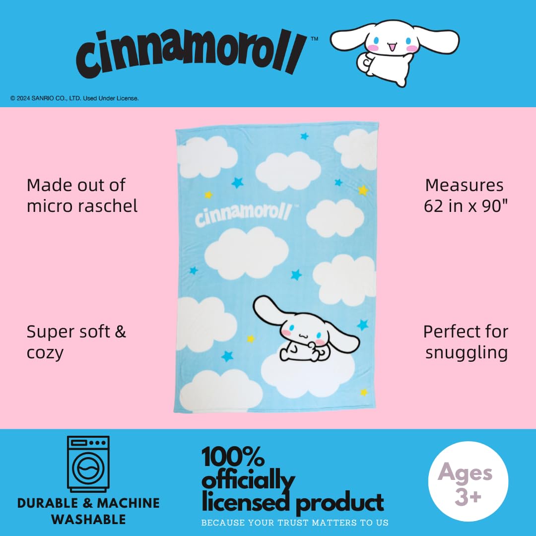 Foto 4 pulgar | Manta Franco Collectibles Cinnamoroll Supersuave De 160 X 230 Cm - Venta Internacional.