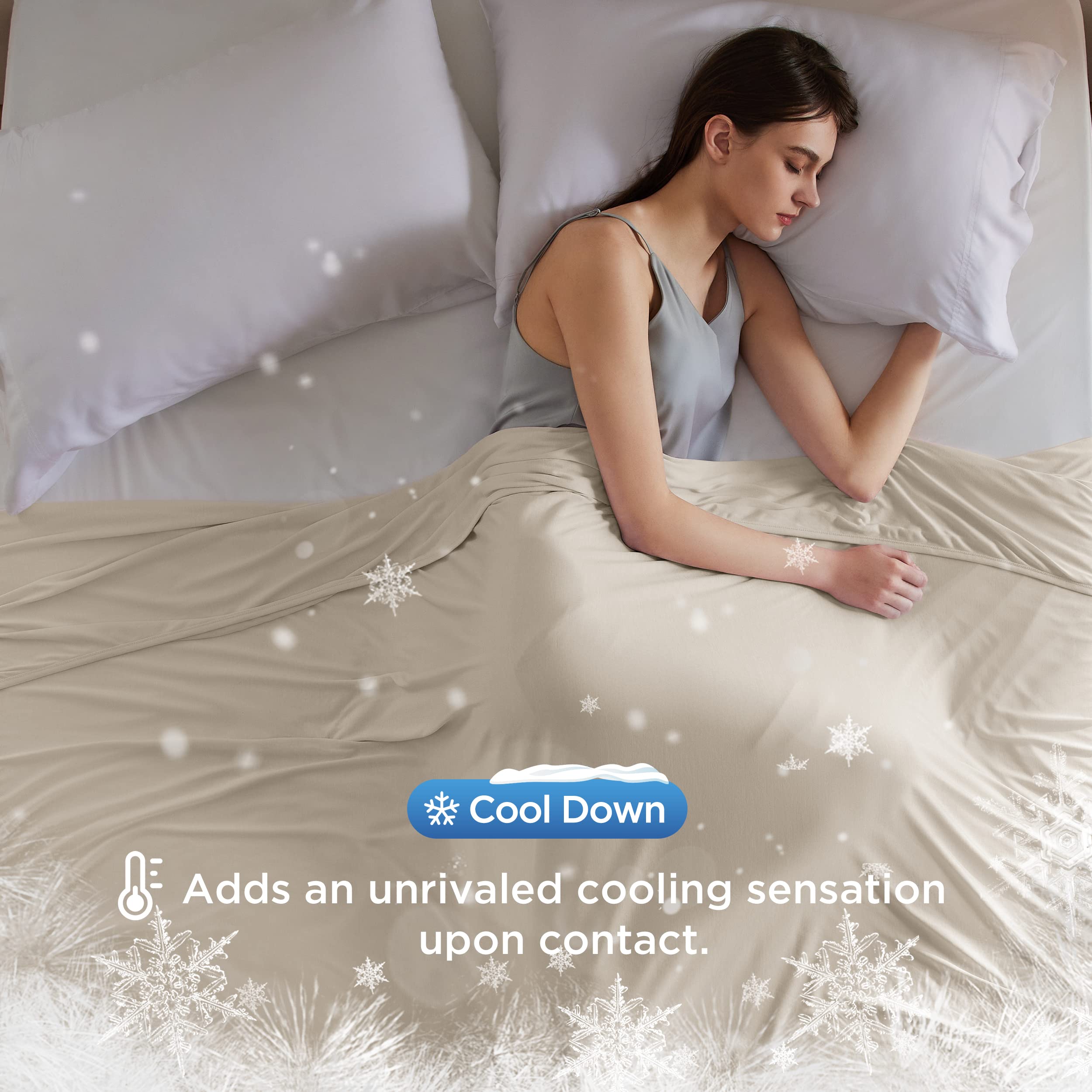 Foto 3 pulgar | Manta Refrescante Bedsure Beige Para Personas Que Duermen En Caliente, 50 X 70 Cm - Venta Internacional.