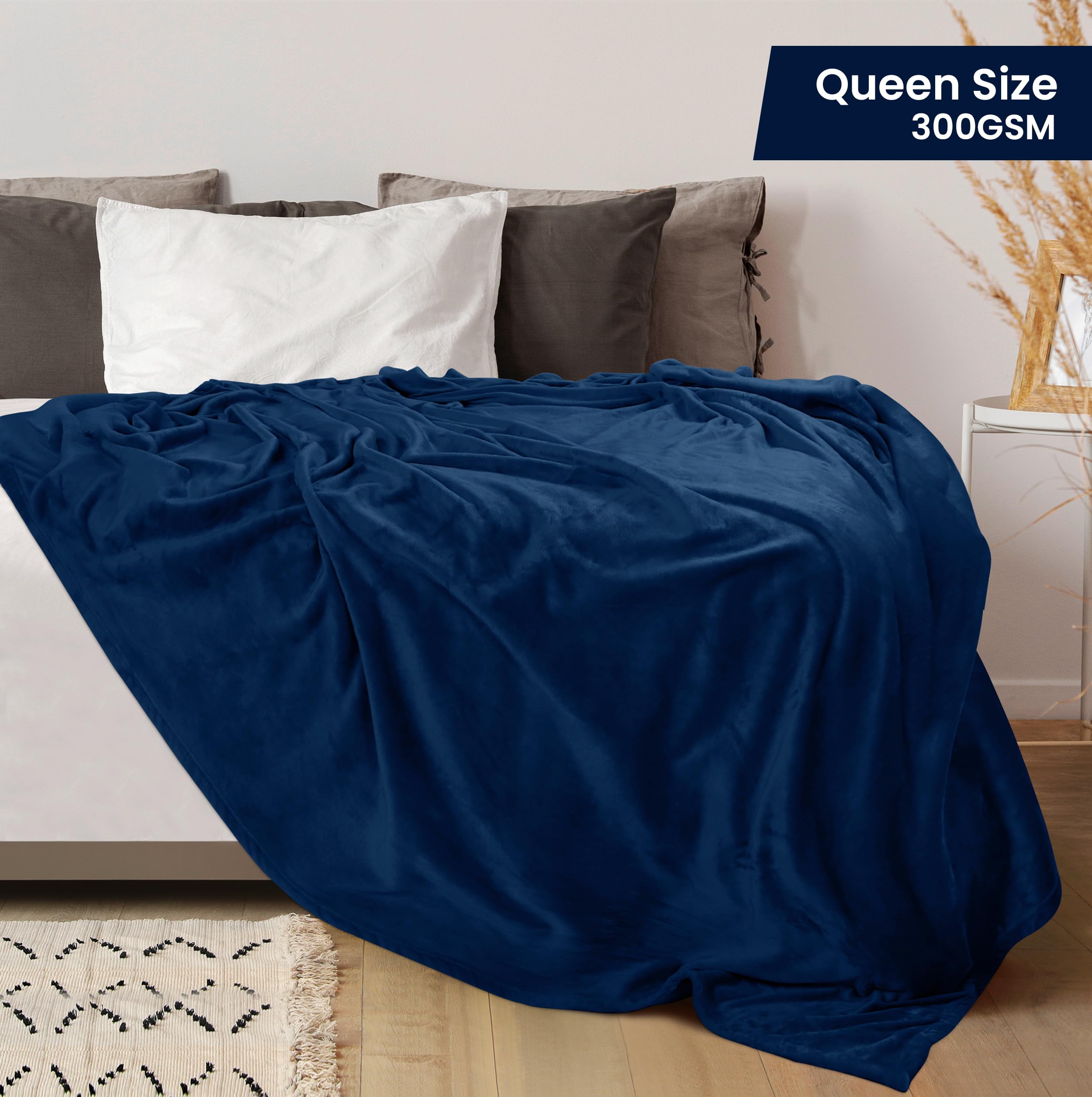 Foto 2 | Cama Polar Blanket Utopia, Tamaño Queen, Color Azul Marino, 300 G/m², Microfibra - Venta Internacional.