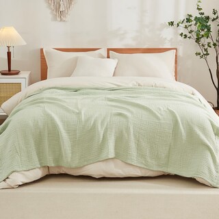 Foto 2 | Manta Emme De Algodón Tamaño Queen, 80 X 90 Cm, Ligera, Color Verde Menta - Venta Internacional.