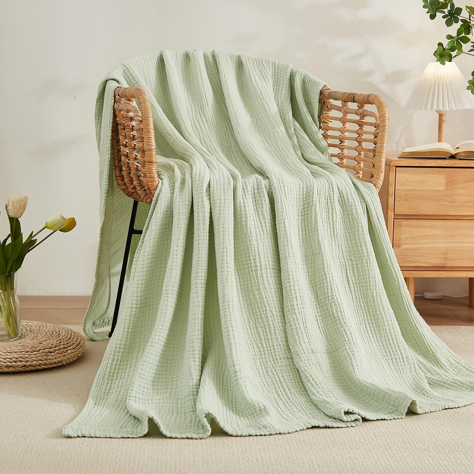 Foto 7 pulgar | Manta Emme De Algodón Tamaño Queen, 80 X 90 Cm, Ligera, Color Verde Menta - Venta Internacional.