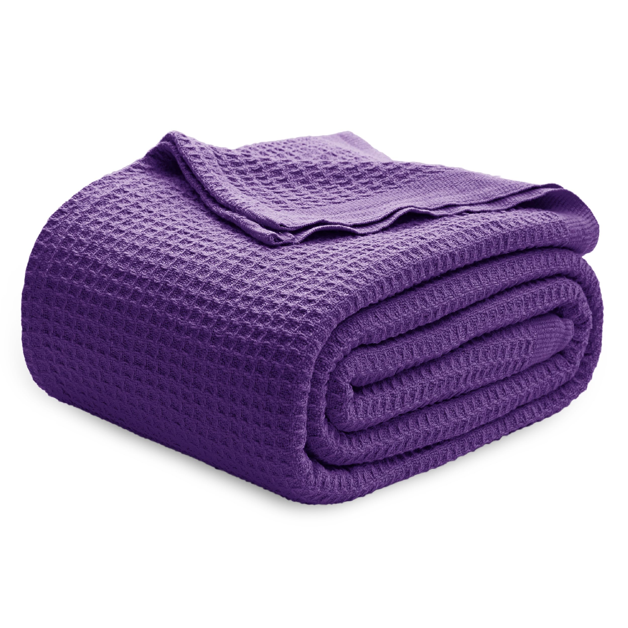 Foto 2 pulgar | Manta Bedsure, 100% Algodón, Tejido Gofrado, Tamaño Queen, Color Morado - Venta Internacional.