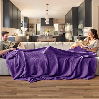 Foto 2 | Manta Bedsure, 100% Algodón, Tejido Gofrado, Tamaño Queen, Color Morado - Venta Internacional.