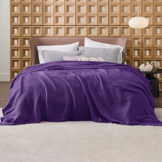 Foto 3 | Manta Bedsure, 100% Algodón, Tejido Gofrado, Tamaño Queen, Color Morado - Venta Internacional.