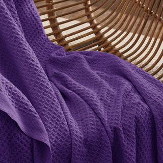 Foto 4 | Manta Bedsure, 100% Algodón, Tejido Gofrado, Tamaño Queen, Color Morado - Venta Internacional.