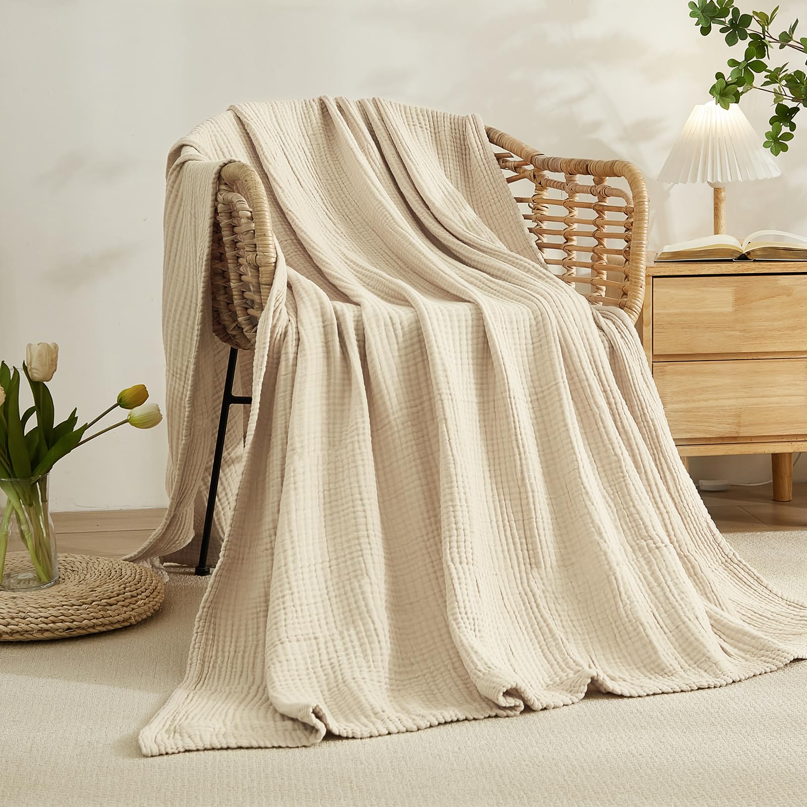 Foto 1 | Manta Emme De Muselina De Algodón Twin Xl, 66 X 90 Cm, Color Marrón Claro - Venta Internacional.