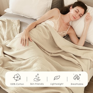Foto 3 | Manta Emme De Muselina De Algodón Twin Xl, 66 X 90 Cm, Color Marrón Claro - Venta Internacional.