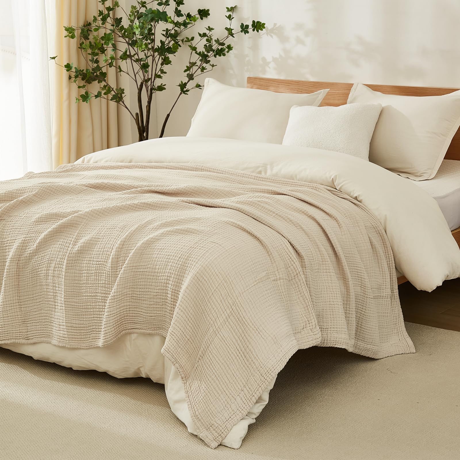 Foto 7 | Manta Emme De Muselina De Algodón Twin Xl, 66 X 90 Cm, Color Marrón Claro - Venta Internacional.