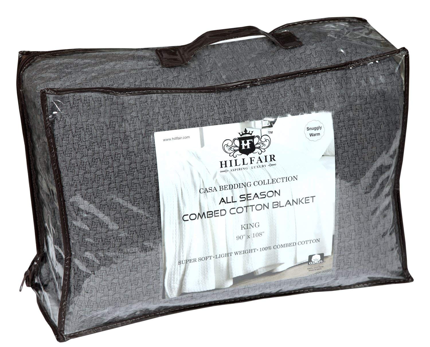 Foto 3 | Manta Hillfair 100% Algodón Peinado California King Grey - Venta Internacional.