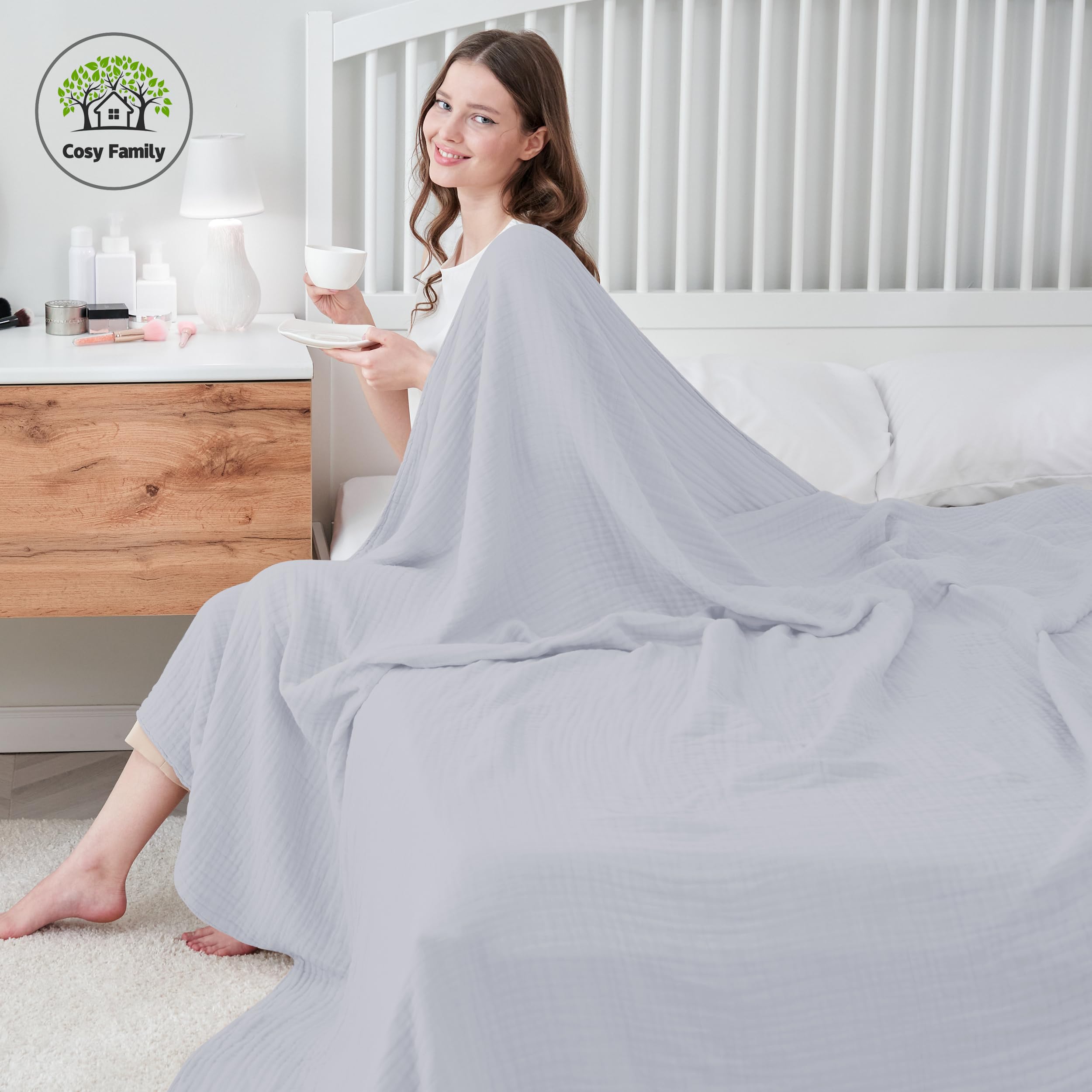 Foto 4 | Manta De Cama Cosy Family, Muselina De Algodón, 4 Capas, 140 X 200 Cm, Listones - Venta Internacional.