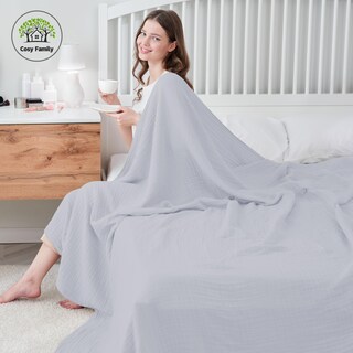 Foto 4 | Manta De Cama Cosy Family, Muselina De Algodón, 4 Capas, 140 X 200 Cm, Listones - Venta Internacional.
