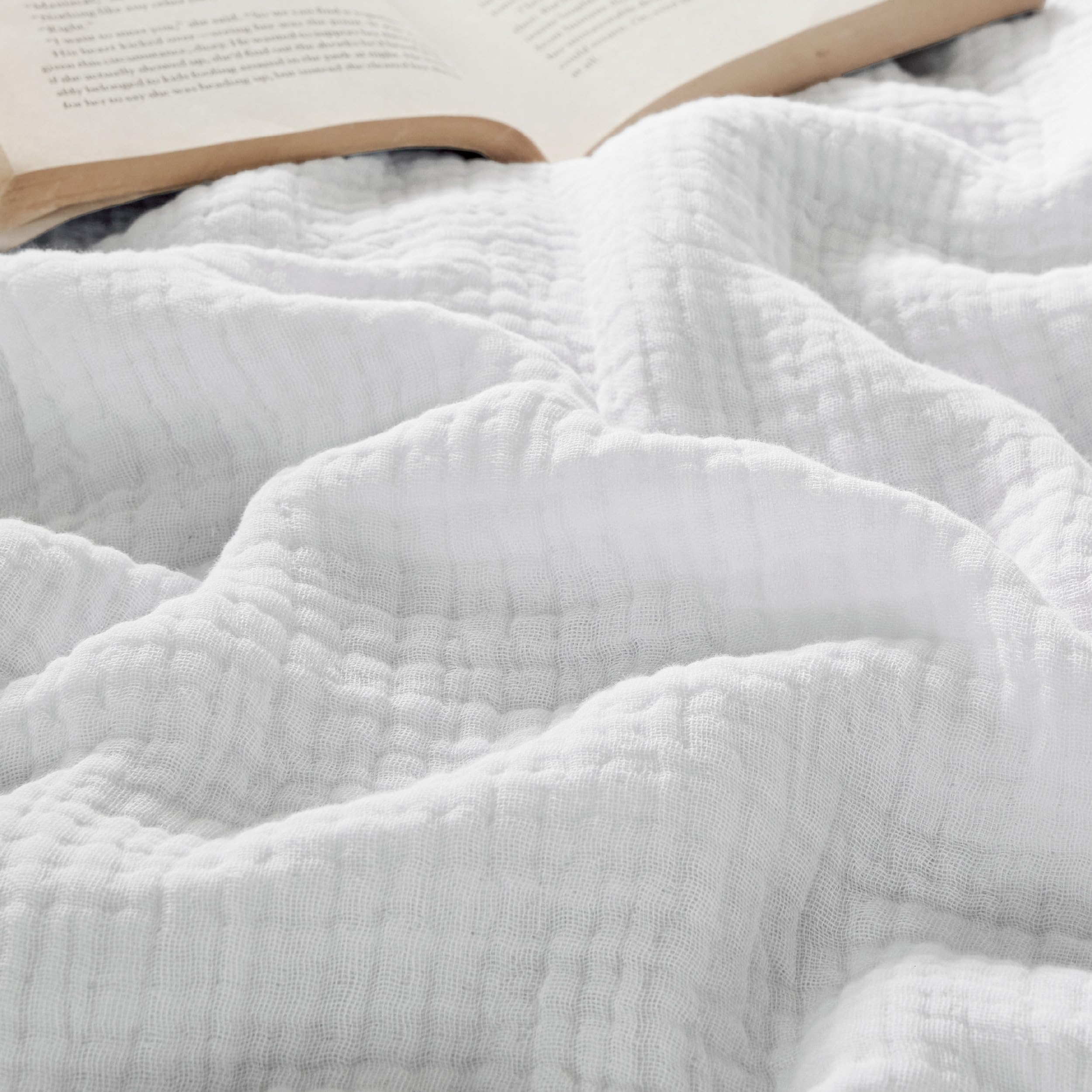 Foto 1 | Manta Bedsure, 100% Algodón, Muselina, Tamaño King, Color Blanco - Venta Internacional.