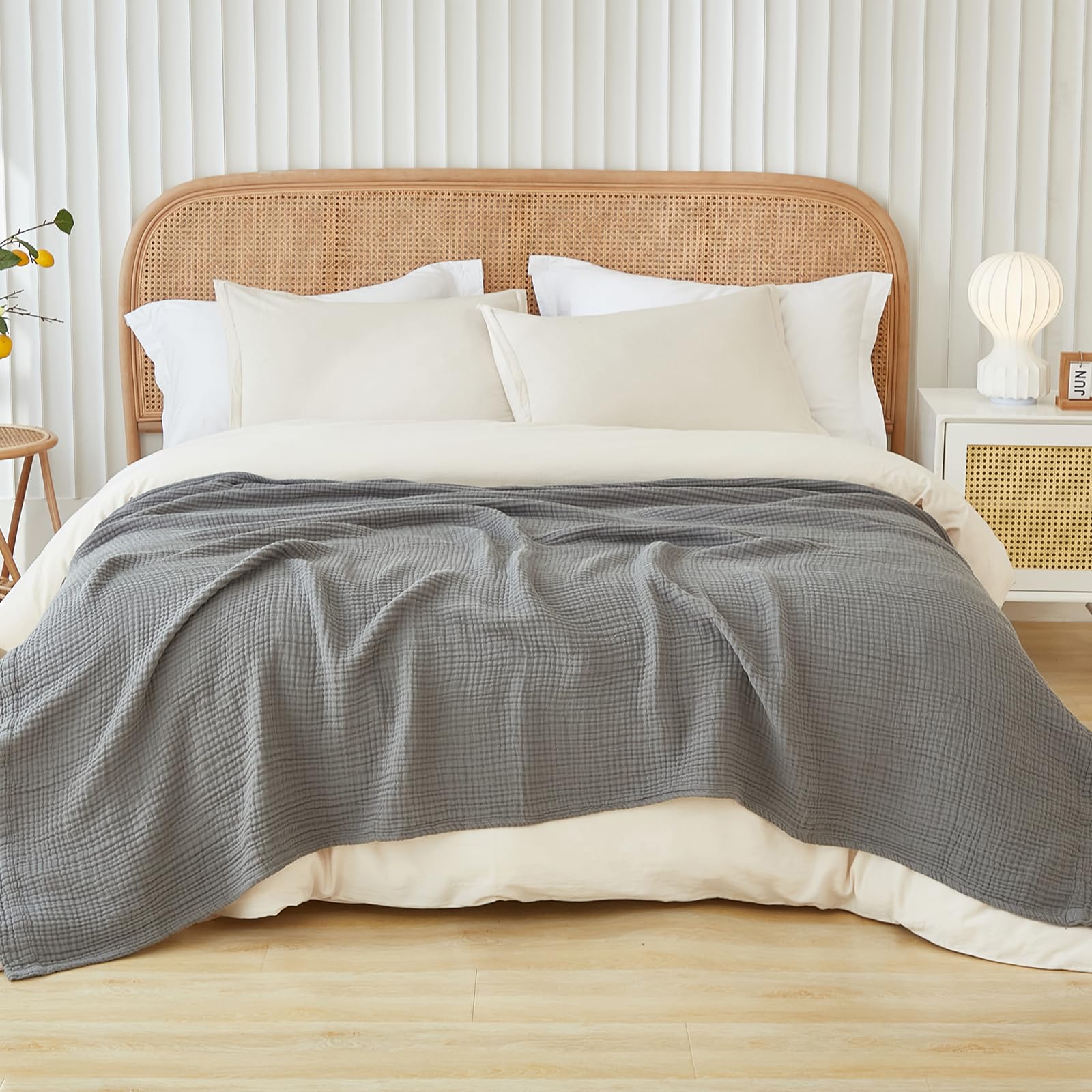 Foto 1 | Manta Emme De Muselina De Algodón Tamaño King 108 X 90 Cm, Color Gris - Venta Internacional.