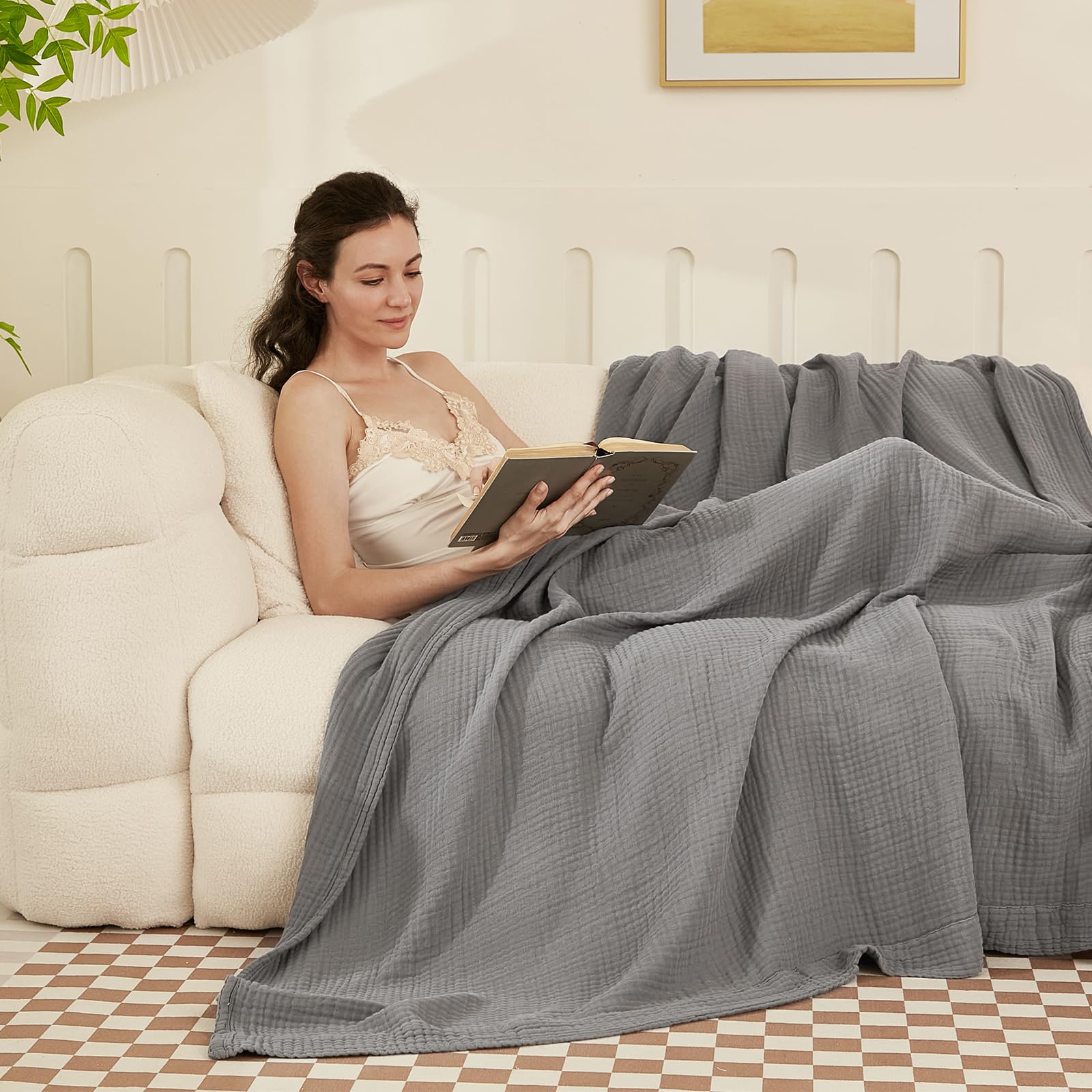 Foto 3 | Manta Emme De Muselina De Algodón Tamaño King 108 X 90 Cm, Color Gris - Venta Internacional.