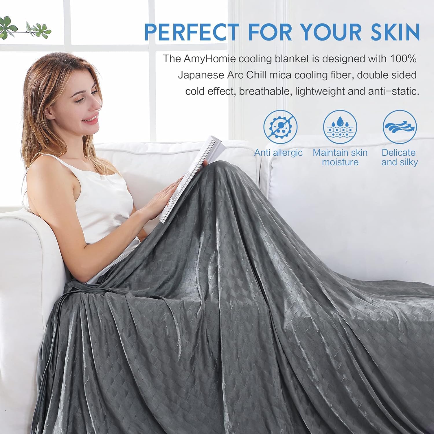 Foto 3 | Manta Refrescante Amyhomie Summer De Doble Cara Con Efecto Frío - Venta Internacional.