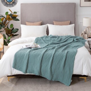 Foto 1 | Manta De Cama Emme De Algodón Tamaño Queen, 80 X 90 Cm, Color Verde Azulado Ligero - Venta Internacional.