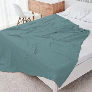 Foto 6 | Manta De Cama Cosy Family, Muselina De Algodón, 4 Capas, Color Verde, 140 X 200 Cm - Venta Internacional.
