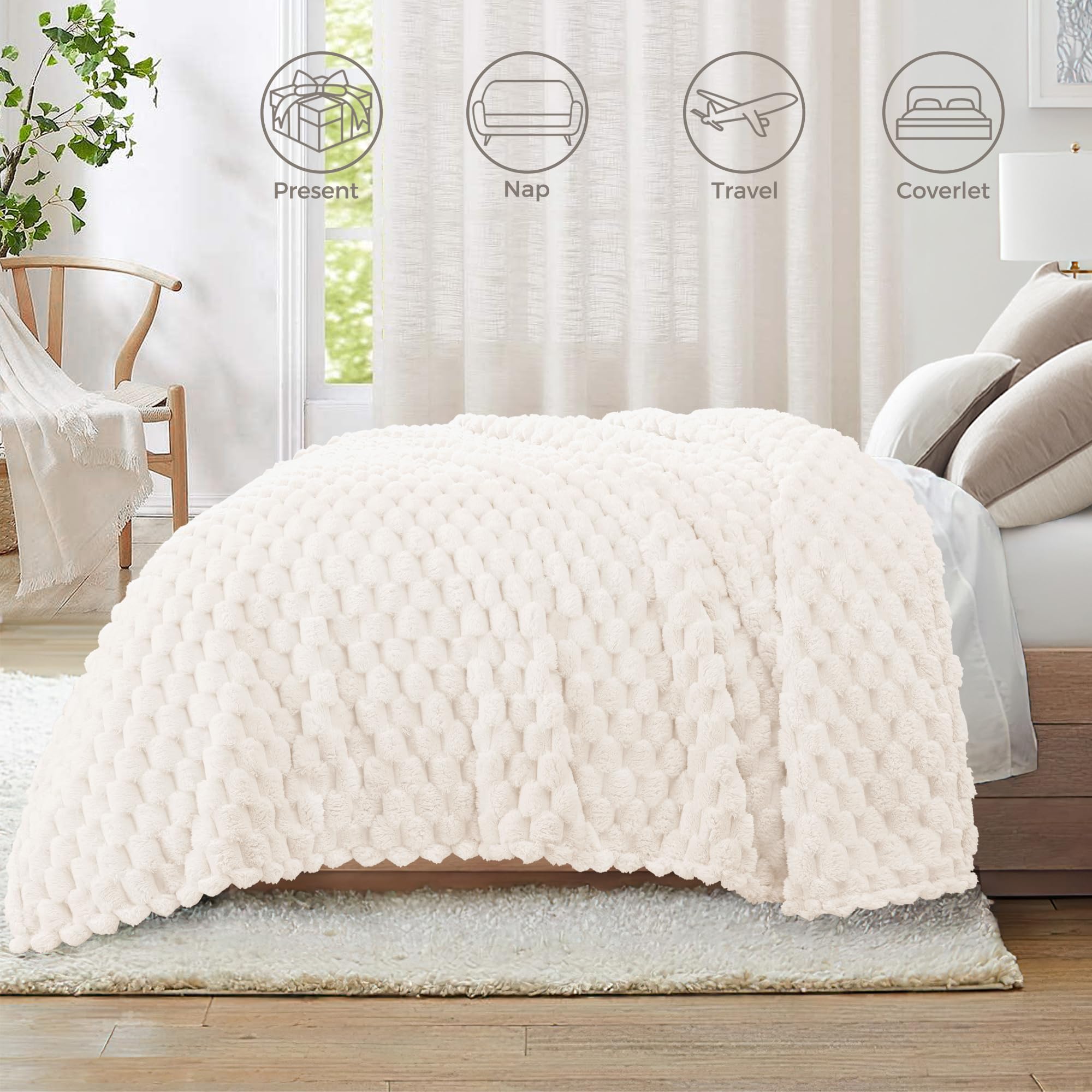 Foto 5 | Manta Whale Flotilla Fluffy Queen, 230 X 230 Cm, Color Marfil - Venta Internacional.