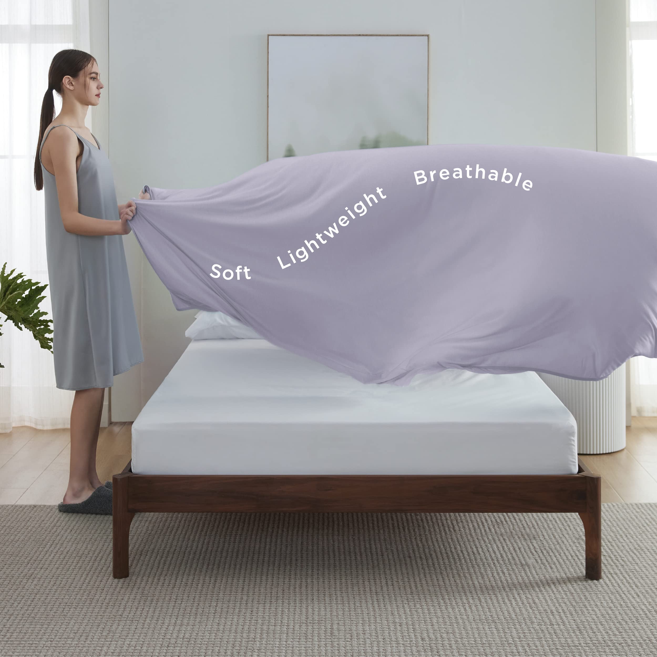 Foto 7 | Manta Refrescante Bedsure, Color Lavanda, Tamaño Queen, Para Personas Que Duermen En El Calor - Venta Internacional.