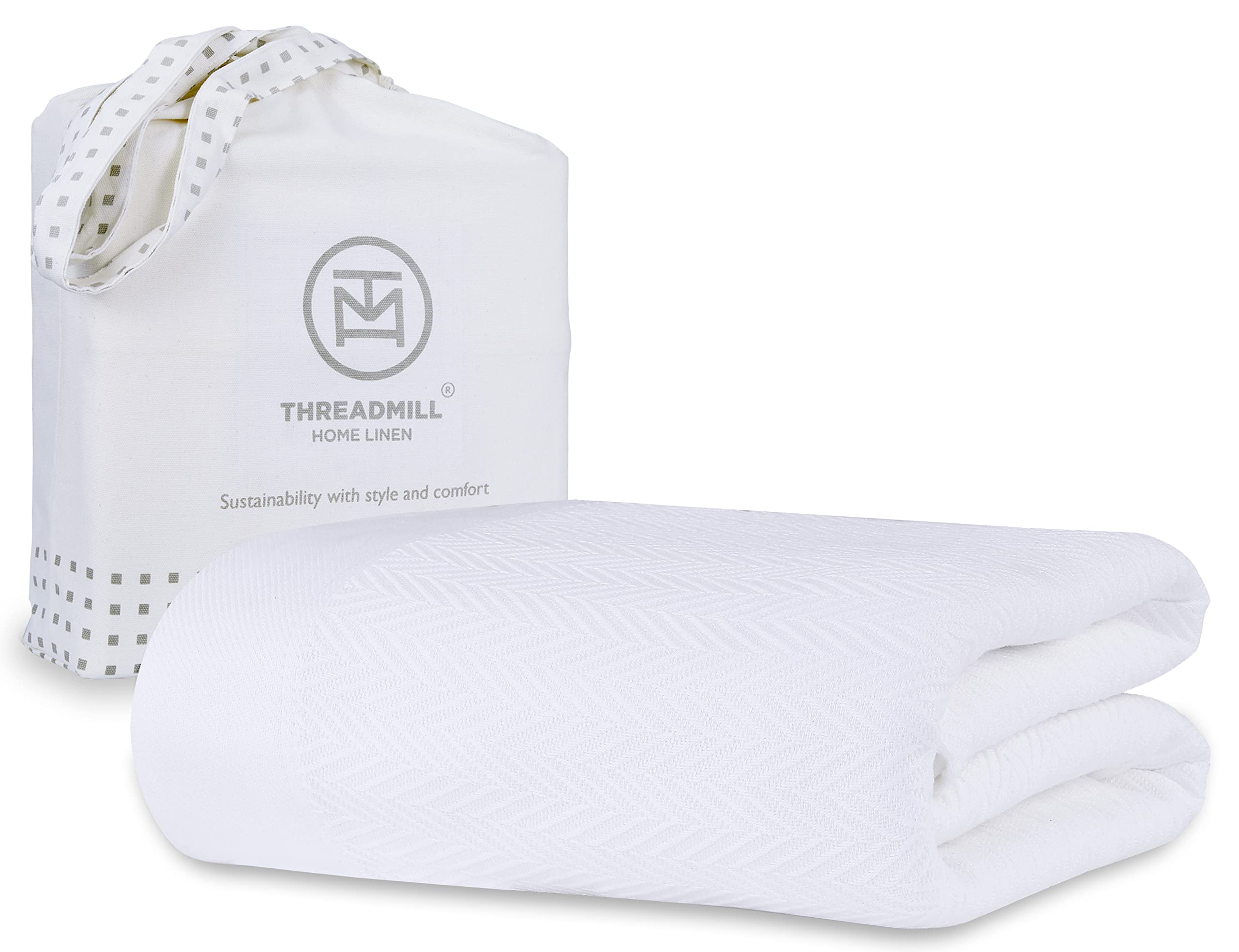 Foto 2 pulgar | Manta Threadmill Luxury Cotton Queen Para Todas Las Estaciones, Color Blanco - Venta Internacional.