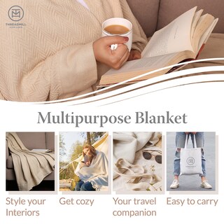 Foto 5 | Manta Threadmill Luxury Cotton Queen Para Todas Las Estaciones, Color Blanco - Venta Internacional.