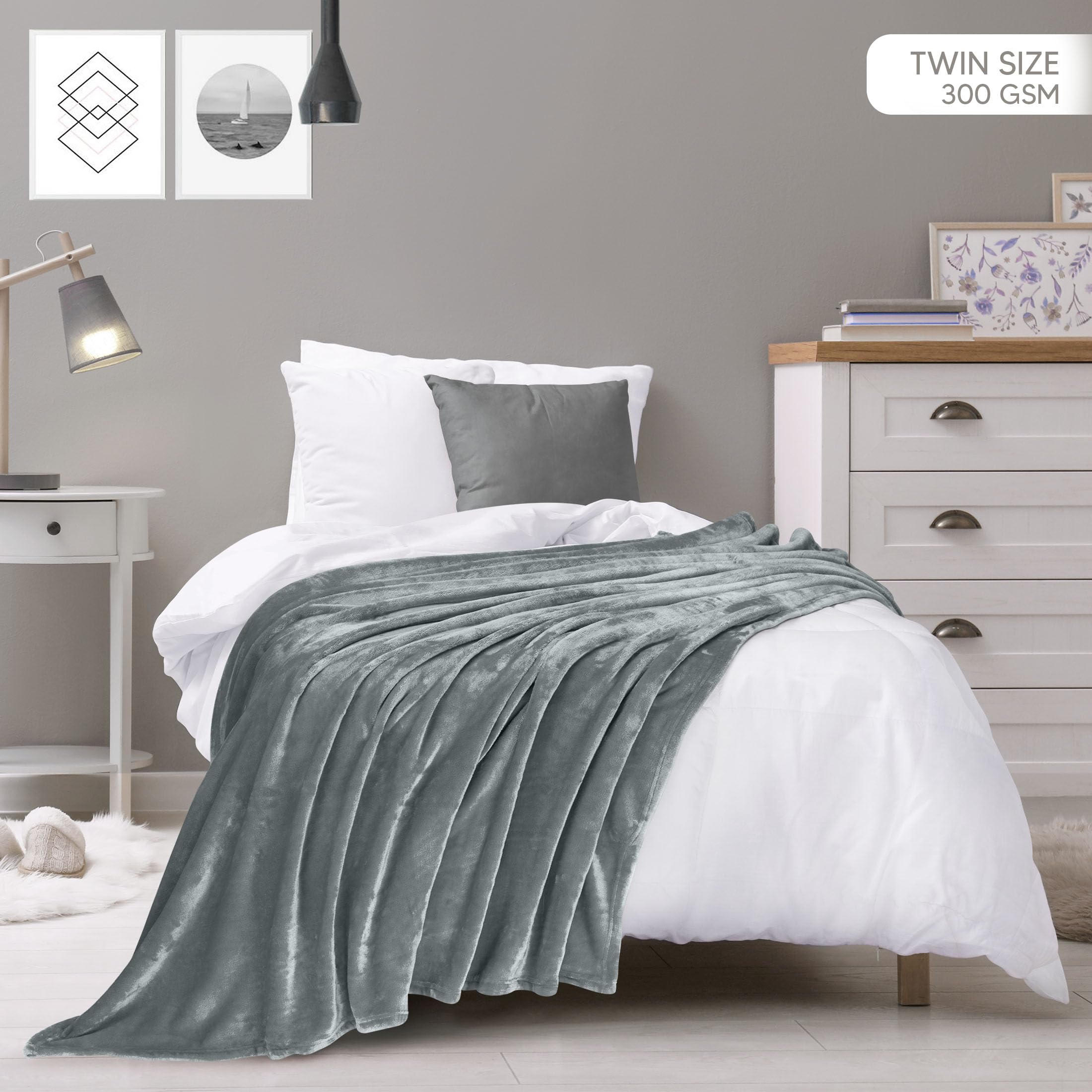 Foto 3 pulgar | Forro Polar Blanket Utopia, Tamaño Doble, Gris Ceniza, 300 G/m² - Venta Internacional.