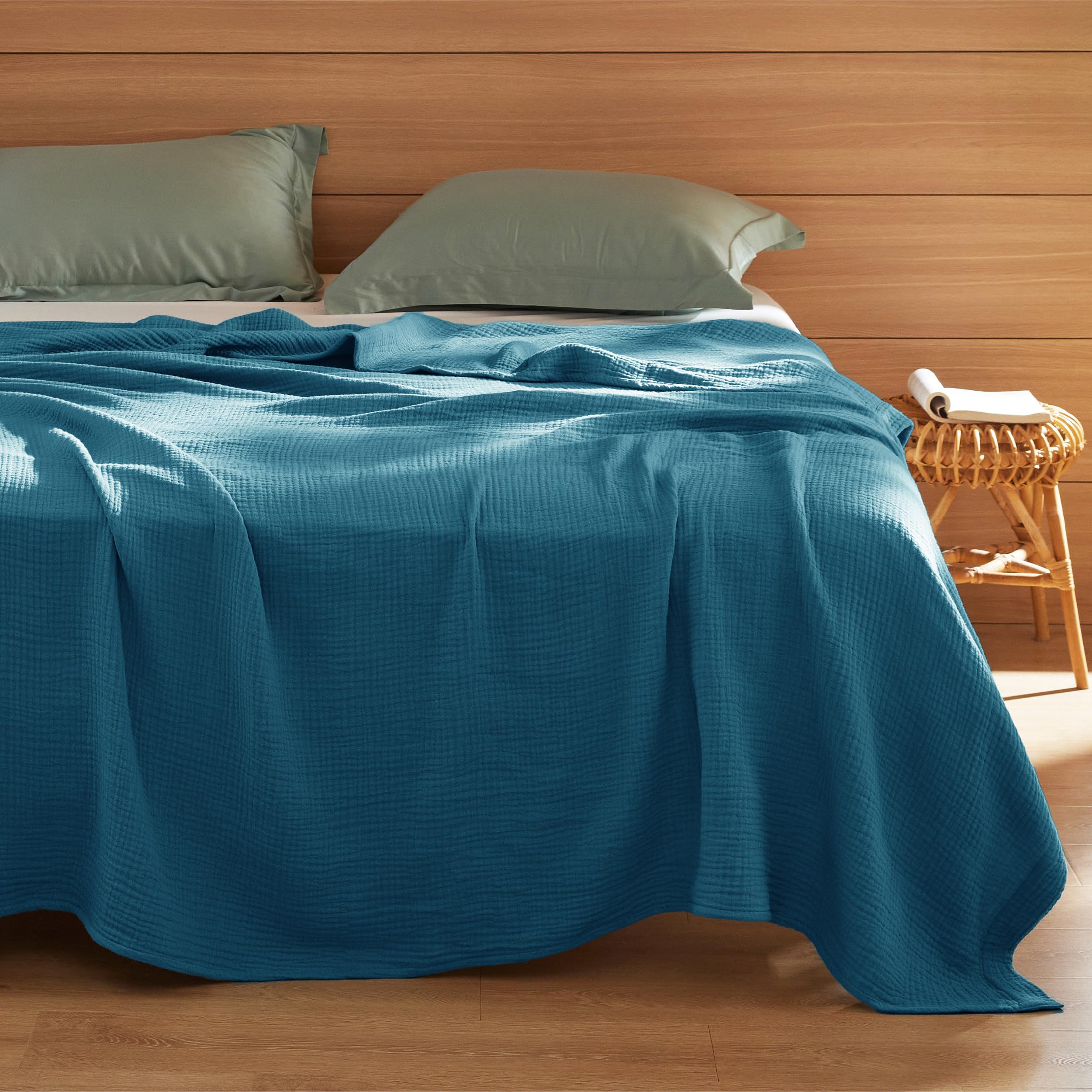 Foto 1 | Manta Bedsure de Algodón King Size Verde Azulado - Venta Internacional
