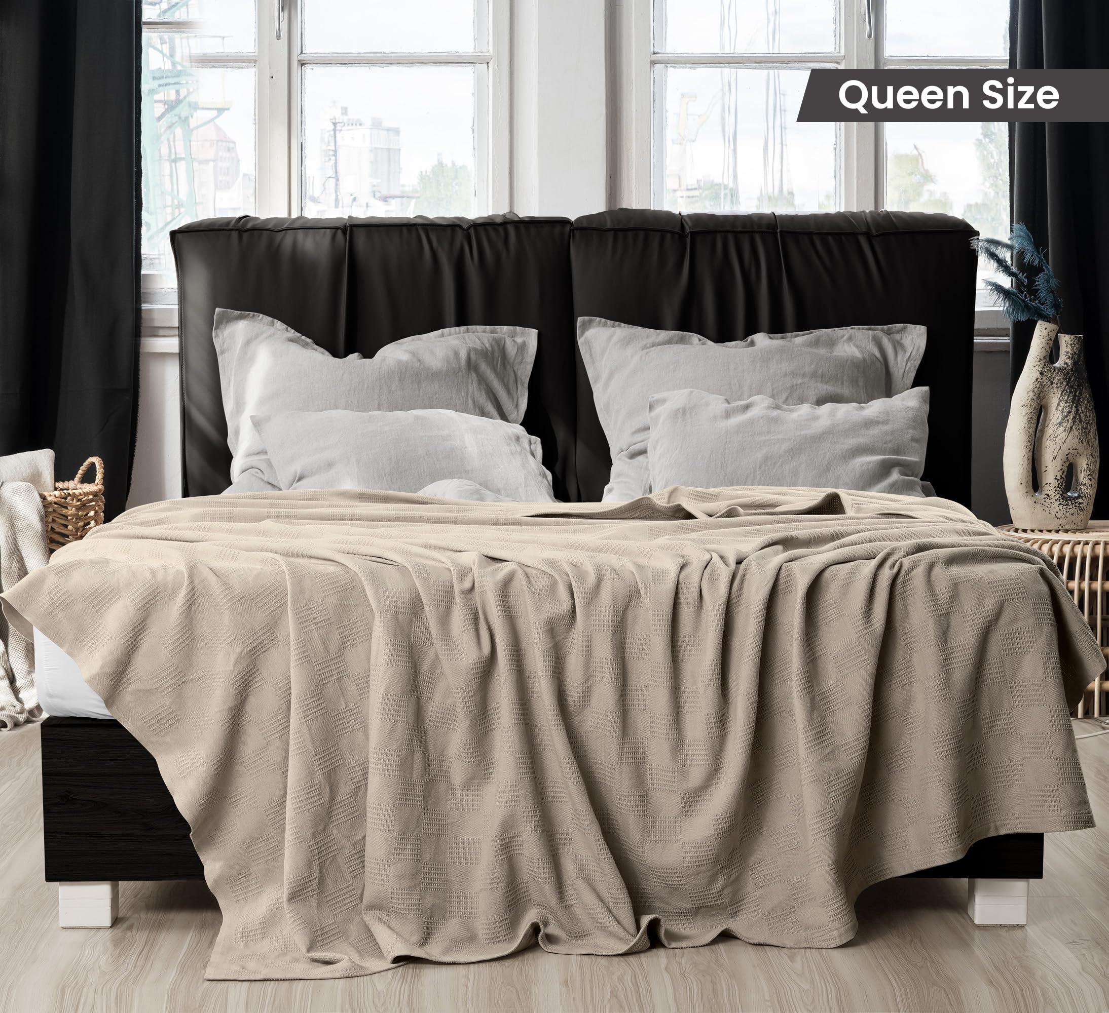 Foto 2 | Cobija Blanket Utopia Algodón Tamaño Queen Caqui  - Venta Internacional