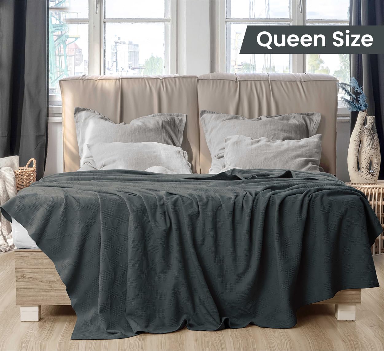 Foto 2 | Cobija Utopia Bedding Algodón Queen Gris Ahumado - Venta Internacional