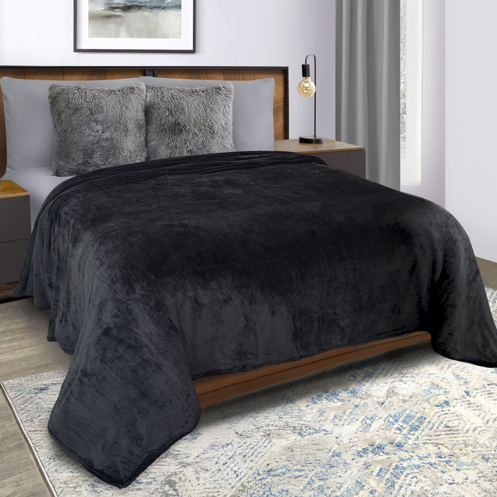 Foto 2 | Cobertor Ligero Matrimonial Ultrasuave Negro Térmico