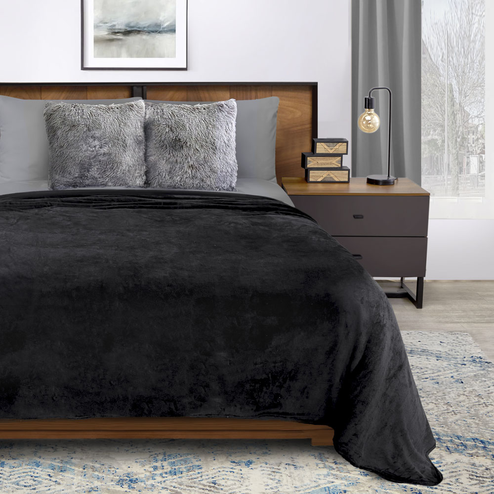 Foto 4 | Cobertor Ligero Individual Ultrasuave Negro Térmico